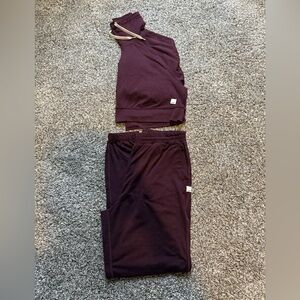 Vuori Burgundy Cropped Hoodie and Boyfriend Jogger Set